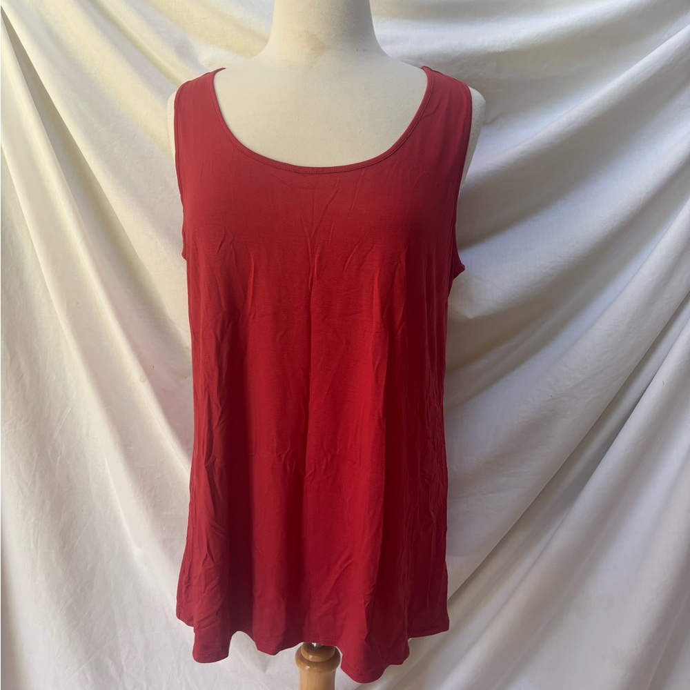 J. Jill Rhubarb Red Stretch Knit Tank Top L ~ New w tag